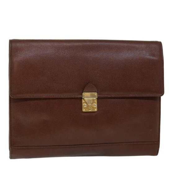 SAINT LAURENT Briefcase Leather Brown Auth - Picture 1 of 15